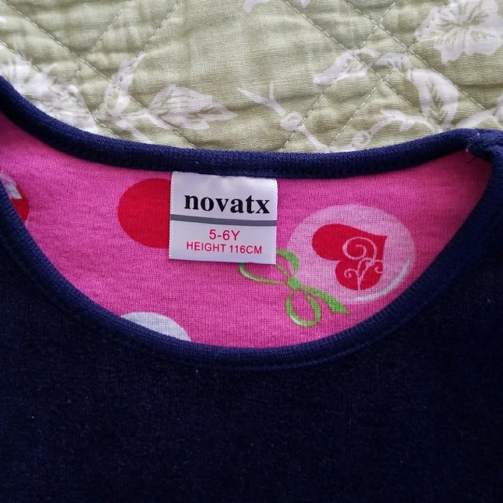 Dress blue velvet with pink sleeves, Peppa pig